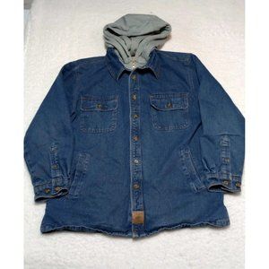 Bear River Workwear Blue Denim Jacket Fleece Lined Hooded Heavy Warm Men's Sz M